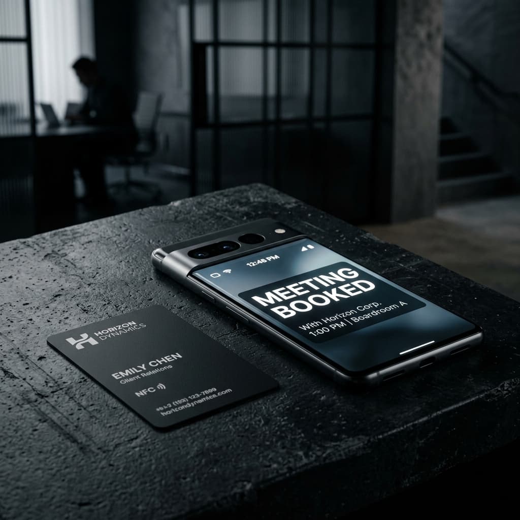 Smartphone displaying a Meeting Booked conversion notification